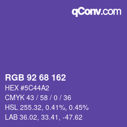 Color code: RGB 92 68 162 | qconv.com