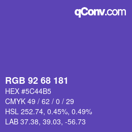カラーコード: RGB 92 68 181 | qconv.com