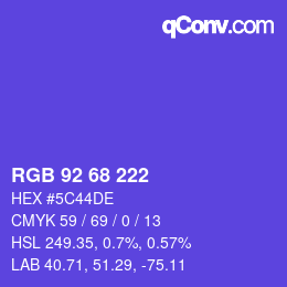 Color code: RGB 92 68 222 | qconv.com