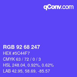 Color code: RGB 92 68 247 | qconv.com