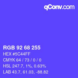 Color code: RGB 92 68 255 | qconv.com