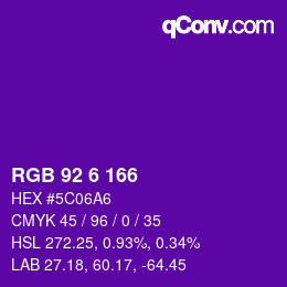 カラーコード: RGB 92 6 166 | qconv.com