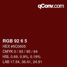 Color code: RGB 92 6 5 | qconv.com