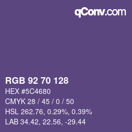 Color code: RGB 92 70 128 | qconv.com