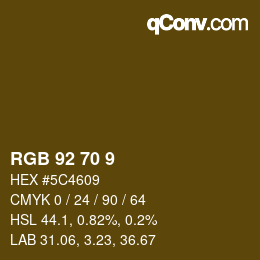 Color code: RGB 92 70 9 | qconv.com