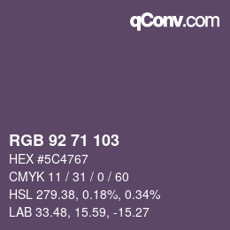 颜色代码: RGB 92 71 103 | qconv.com