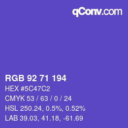 カラーコード: RGB 92 71 194 | qconv.com