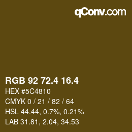 カラーコード: RGB 92 72.4 16.4 | qconv.com