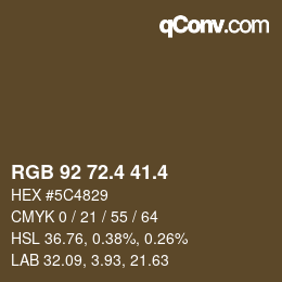 カラーコード: RGB 92 72.4 41.4 | qconv.com