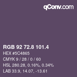 カラーコード: RGB 92 72.8 101.4 | qconv.com