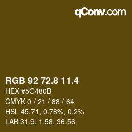 カラーコード: RGB 92 72.8 11.4 | qconv.com
