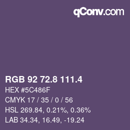 カラーコード: RGB 92 72.8 111.4 | qconv.com