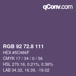 カラーコード: RGB 92 72.8 111 | qconv.com