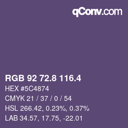 カラーコード: RGB 92 72.8 116.4 | qconv.com