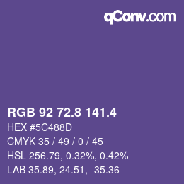 カラーコード: RGB 92 72.8 141.4 | qconv.com