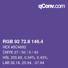 カラーコード: RGB 92 72.8 146.4 | qconv.com