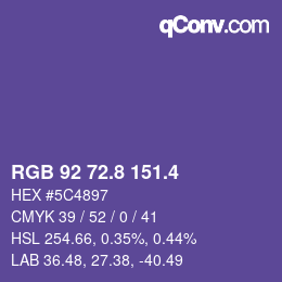 カラーコード: RGB 92 72.8 151.4 | qconv.com