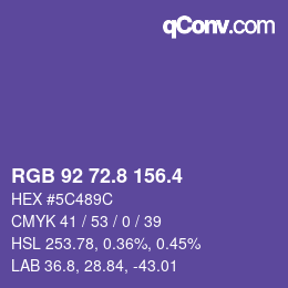 カラーコード: RGB 92 72.8 156.4 | qconv.com