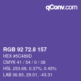 カラーコード: RGB 92 72.8 157 | qconv.com