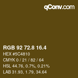 カラーコード: RGB 92 72.8 16.4 | qconv.com