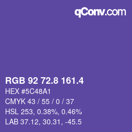 カラーコード: RGB 92 72.8 161.4 | qconv.com