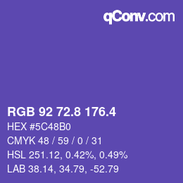 カラーコード: RGB 92 72.8 176.4 | qconv.com