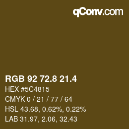 カラーコード: RGB 92 72.8 21.4 | qconv.com