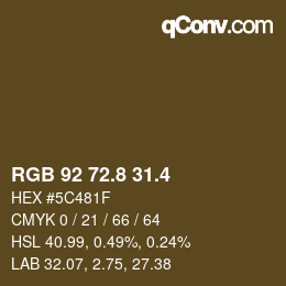 カラーコード: RGB 92 72.8 31.4 | qconv.com