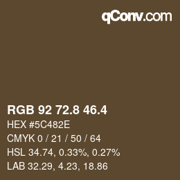 カラーコード: RGB 92 72.8 46.4 | qconv.com