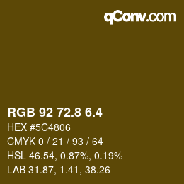 カラーコード: RGB 92 72.8 6.4 | qconv.com