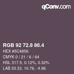 カラーコード: RGB 92 72.8 86.4 | qconv.com