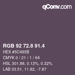 カラーコード: RGB 92 72.8 91.4 | qconv.com
