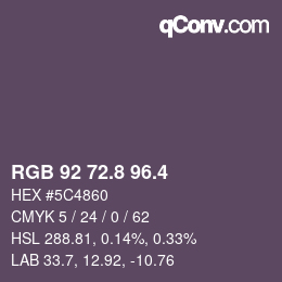 カラーコード: RGB 92 72.8 96.4 | qconv.com