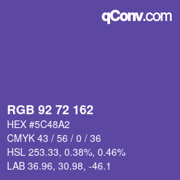 Color code: RGB 92 72 162 | qconv.com