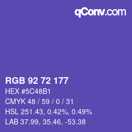 Color code: RGB 92 72 177 | qconv.com