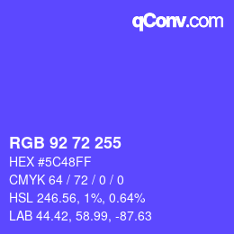 Color code: RGB 92 72 255 | qconv.com