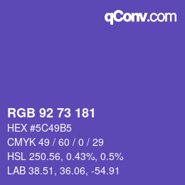 カラーコード: RGB 92 73 181 | qconv.com