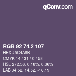 カラーコード: RGB 92 74.2 107 | qconv.com