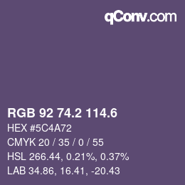 カラーコード: RGB 92 74.2 114.6 | qconv.com