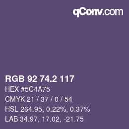 カラーコード: RGB 92 74.2 117 | qconv.com