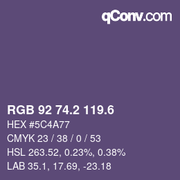 カラーコード: RGB 92 74.2 119.6 | qconv.com