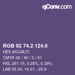 カラーコード: RGB 92 74.2 124.6 | qconv.com