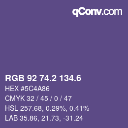 カラーコード: RGB 92 74.2 134.6 | qconv.com