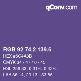 カラーコード: RGB 92 74.2 139.6 | qconv.com