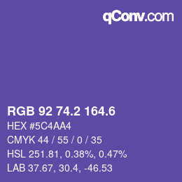 カラーコード: RGB 92 74.2 164.6 | qconv.com