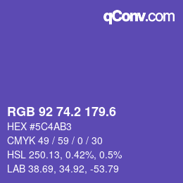 カラーコード: RGB 92 74.2 179.6 | qconv.com