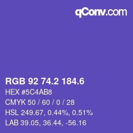 カラーコード: RGB 92 74.2 184.6 | qconv.com