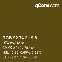 カラーコード: RGB 92 74.2 19.6 | qconv.com