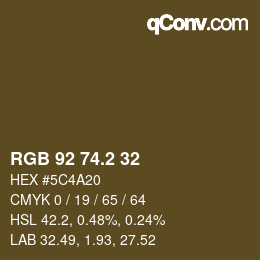 カラーコード: RGB 92 74.2 32 | qconv.com
