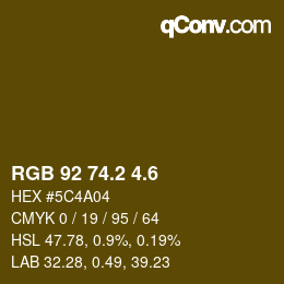 カラーコード: RGB 92 74.2 4.6 | qconv.com